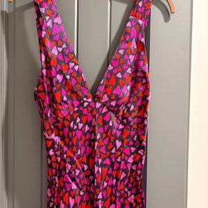 Rumored Heart Patterned Dress in Red and Pink